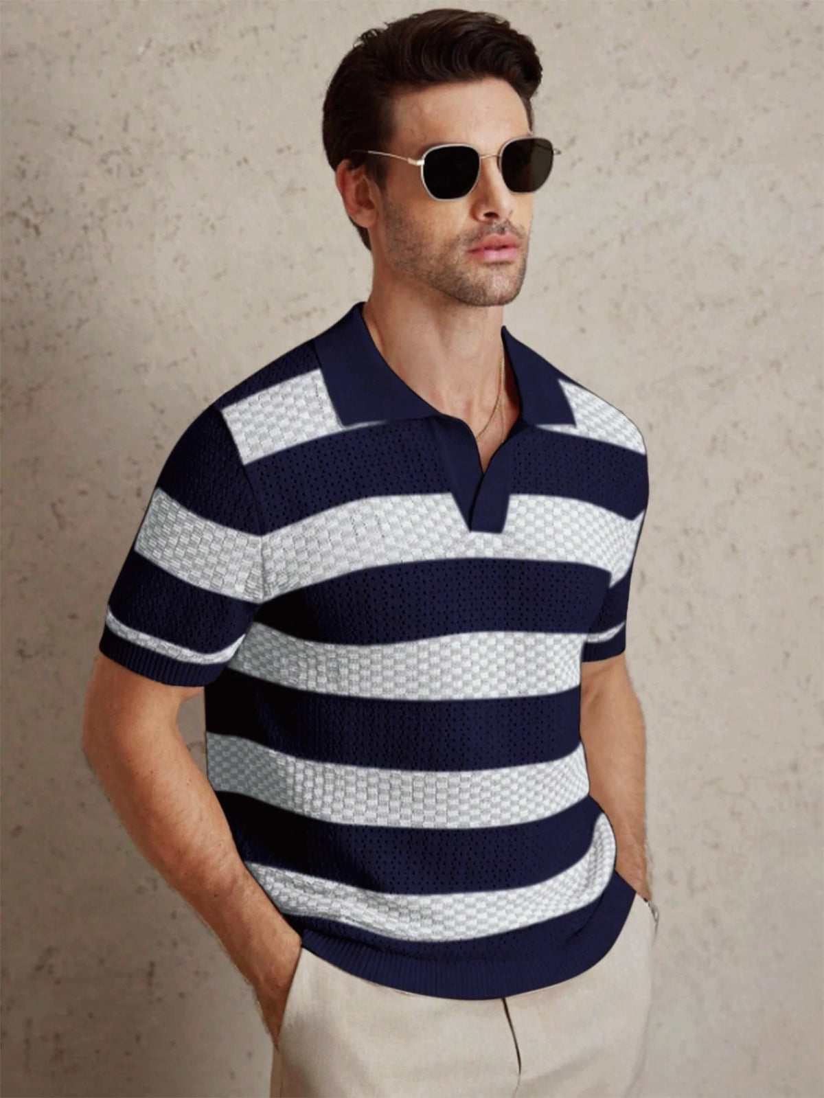 PATTERNED KNIT POLO FOR MEN