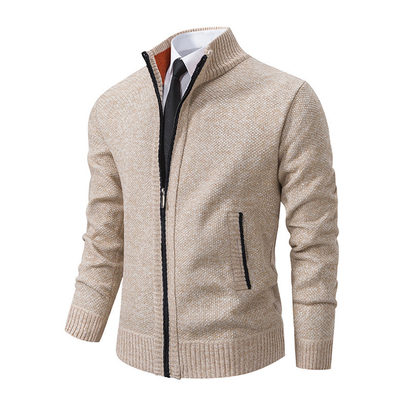 MELANGE KNIT ZIP CARDIGAN FOR MEN