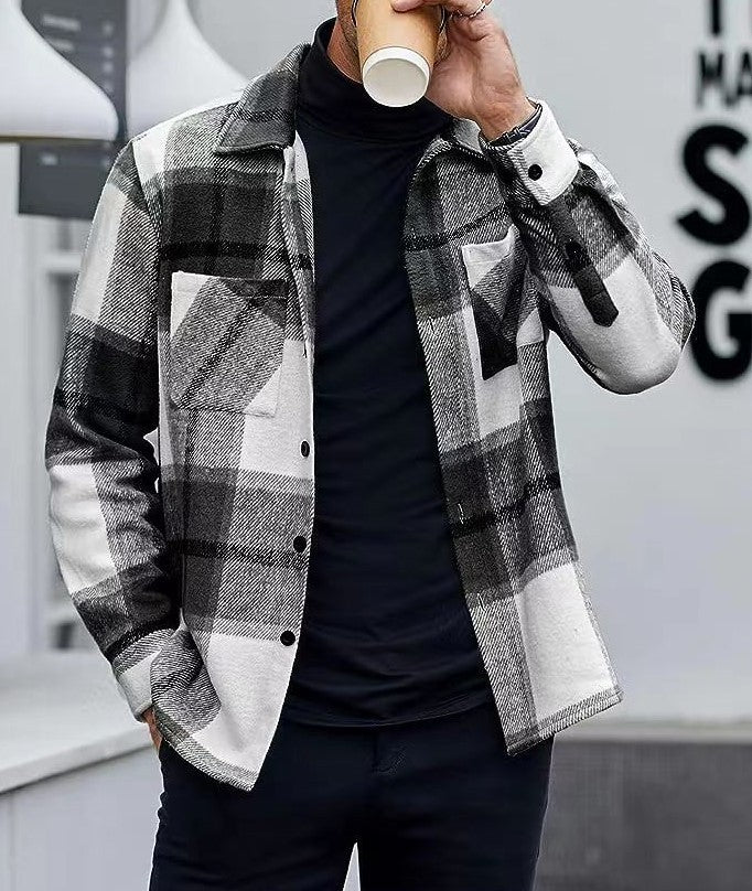 PLAID LAPEL JACKET FOR MEN