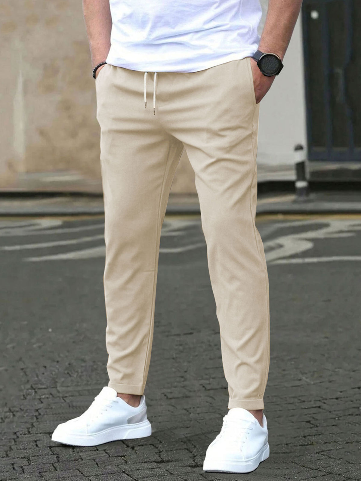 COTTON TWILL TROUSERS FOR MEN