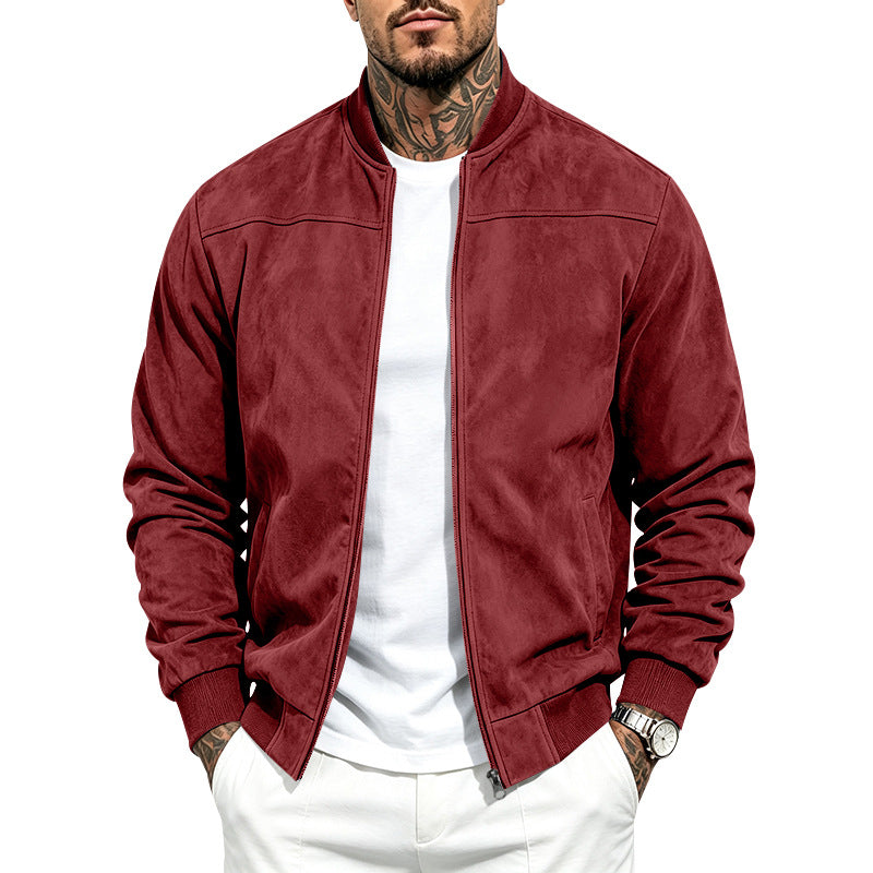 SUEDE RIBBED BOMBER JACKET FOR MEN