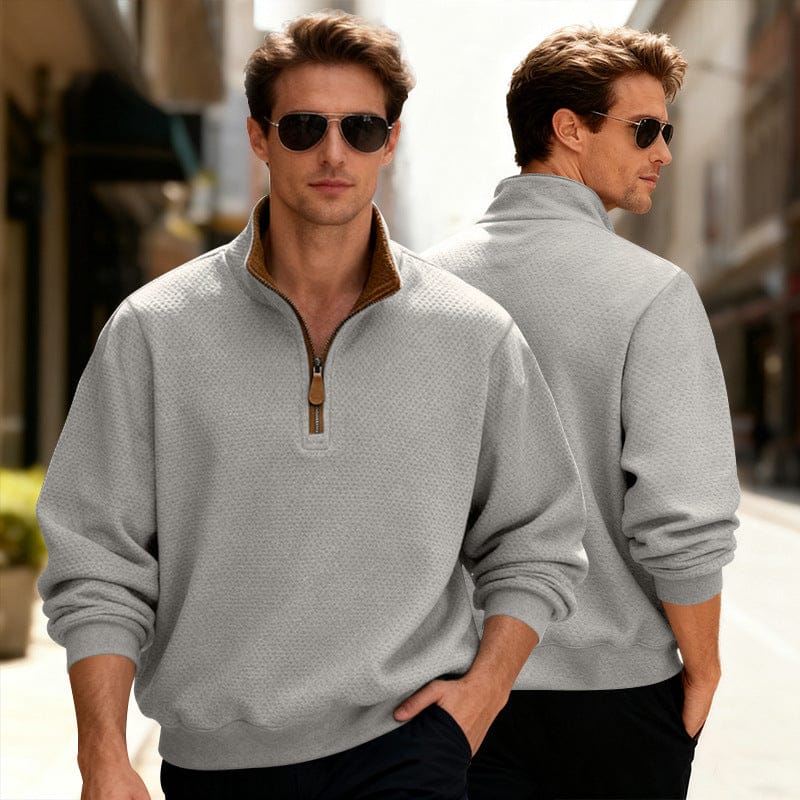 WENTWORTH LONDON | TEXTURED ZIPPER PULLOVER FOR MEN