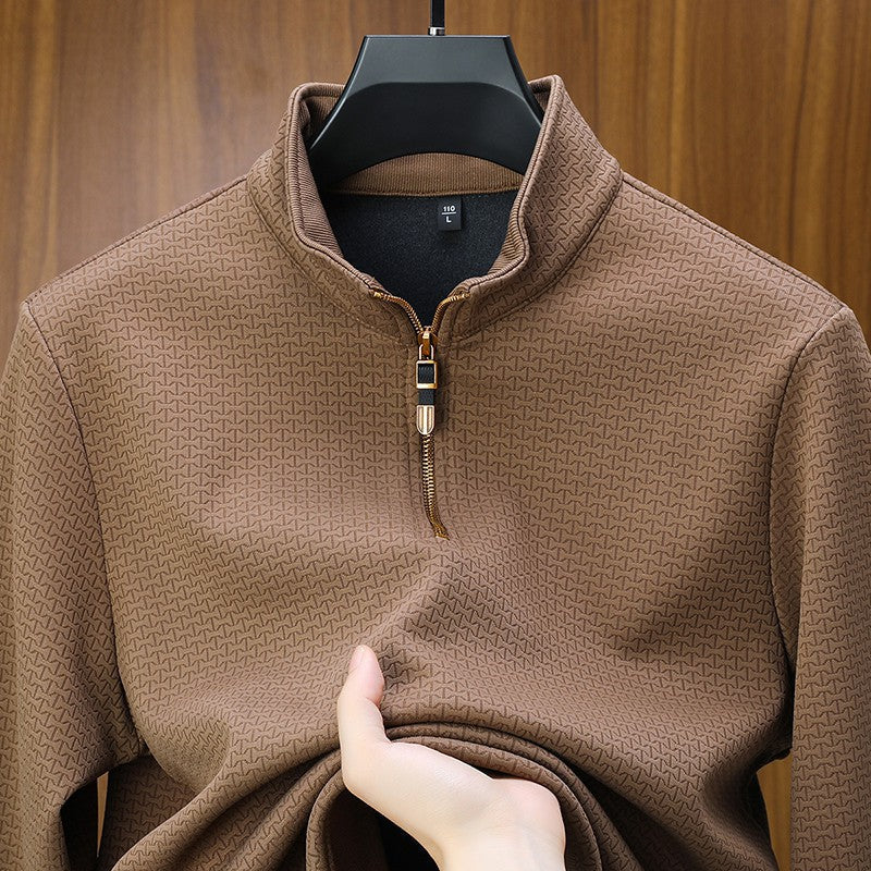 SILK QUARTER ZIP PULLOVER FOR MEN