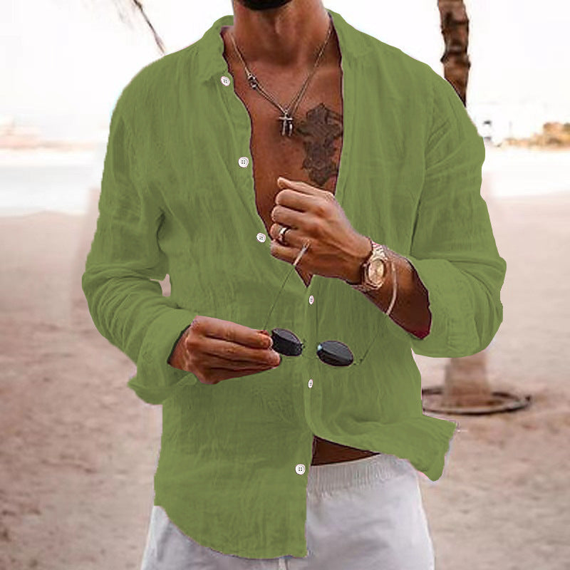 OPEN COLLAR COTTON SHIRT FOR MEN