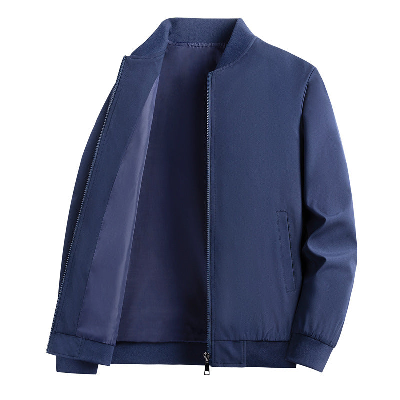 SOLID ZIP BASEBALL JACKET FOR MEN
