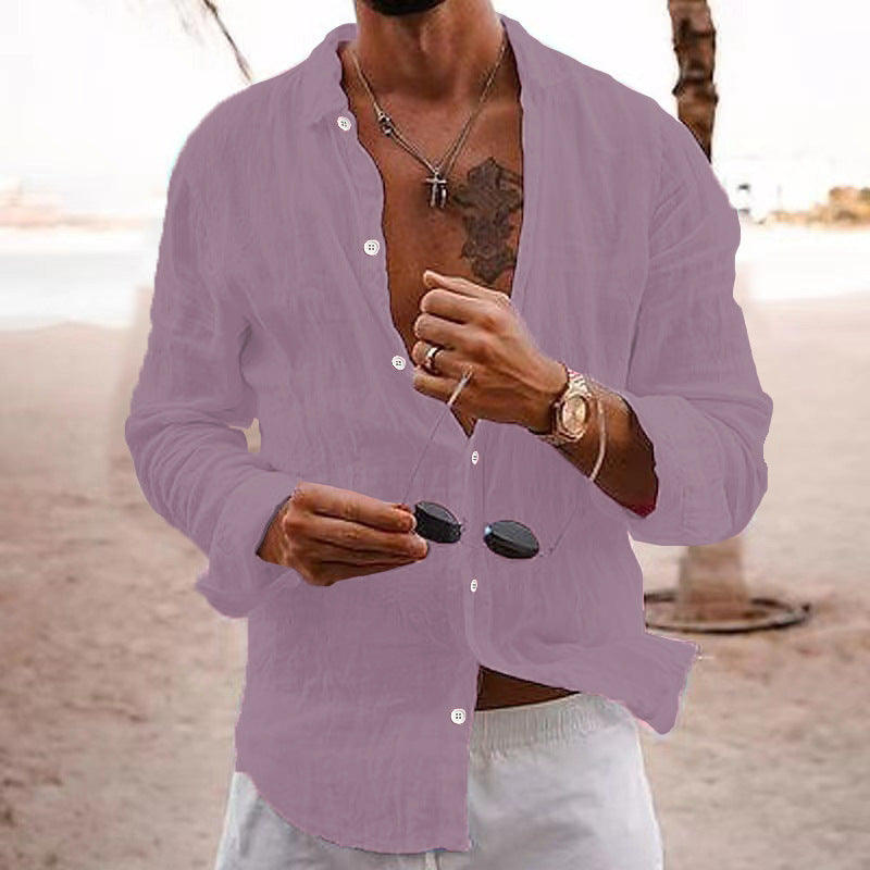 OPEN COLLAR COTTON SHIRT FOR MEN