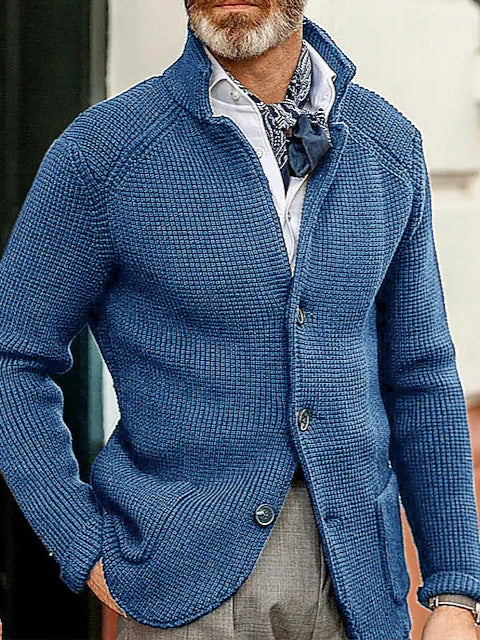 STAND COLLAR KNIT CARDIGAN FOR MEN