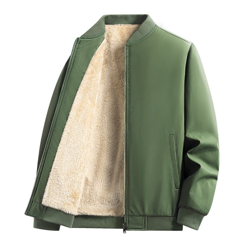 SOLID ZIP BASEBALL JACKET FOR MEN