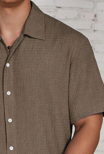 TEXTURED CUBAN SHIRT FOR MEN