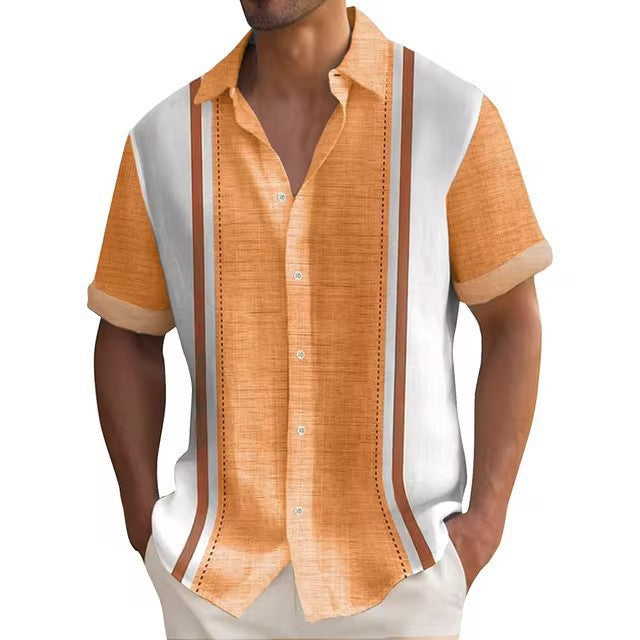 VERTICAL STRIPE RESORT SHIRT FOR MEN
