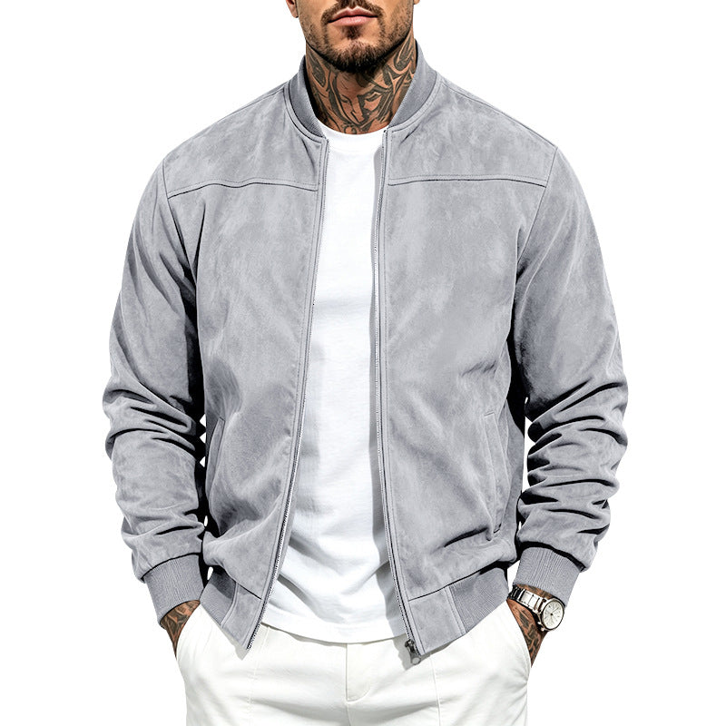 SOLID ZIP BOMBER JACKET FOR MEN