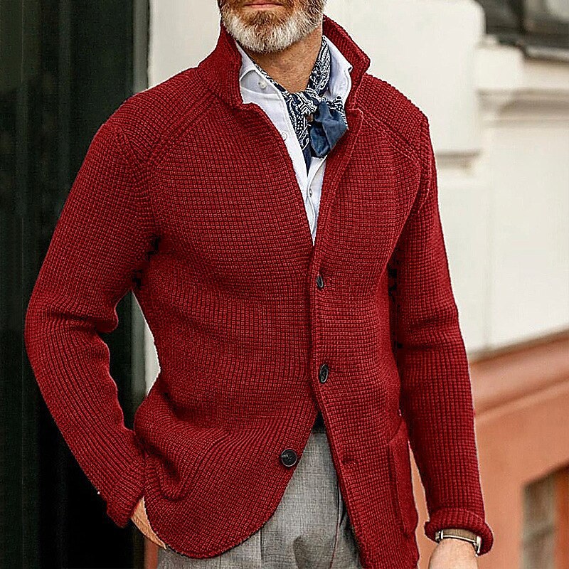 STAND COLLAR KNIT CARDIGAN FOR MEN