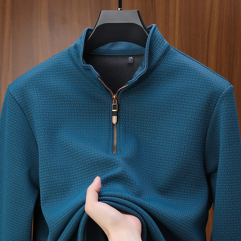 SILK QUARTER ZIP PULLOVER FOR MEN