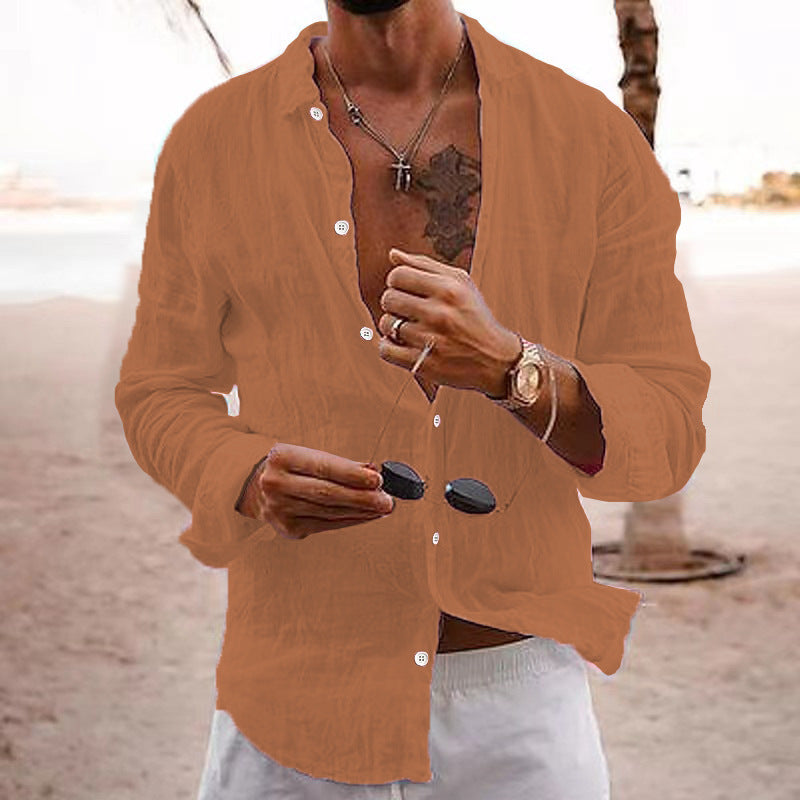 OPEN COLLAR COTTON SHIRT FOR MEN