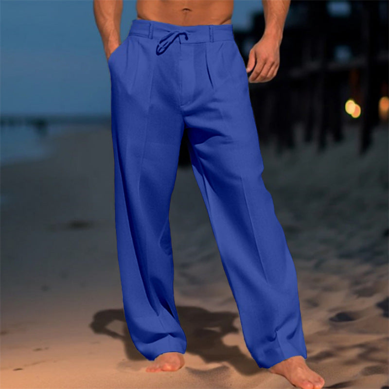 SLIM LINEN TROUSERS FOR MEN