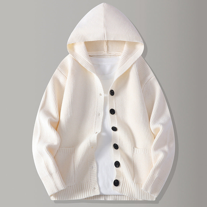 HOODED TEXTURED CARDIGAN FOR MEN