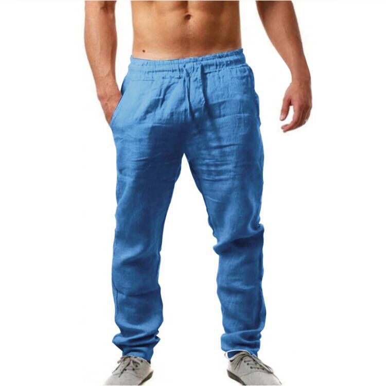 DRAWSTRING LINEN TROUSERS FOR MEN