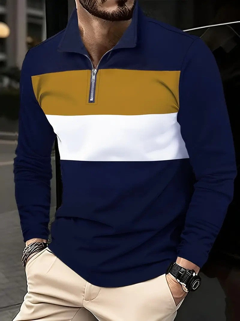 COLOR BLOCK ZIP SHIRT FOR MEN