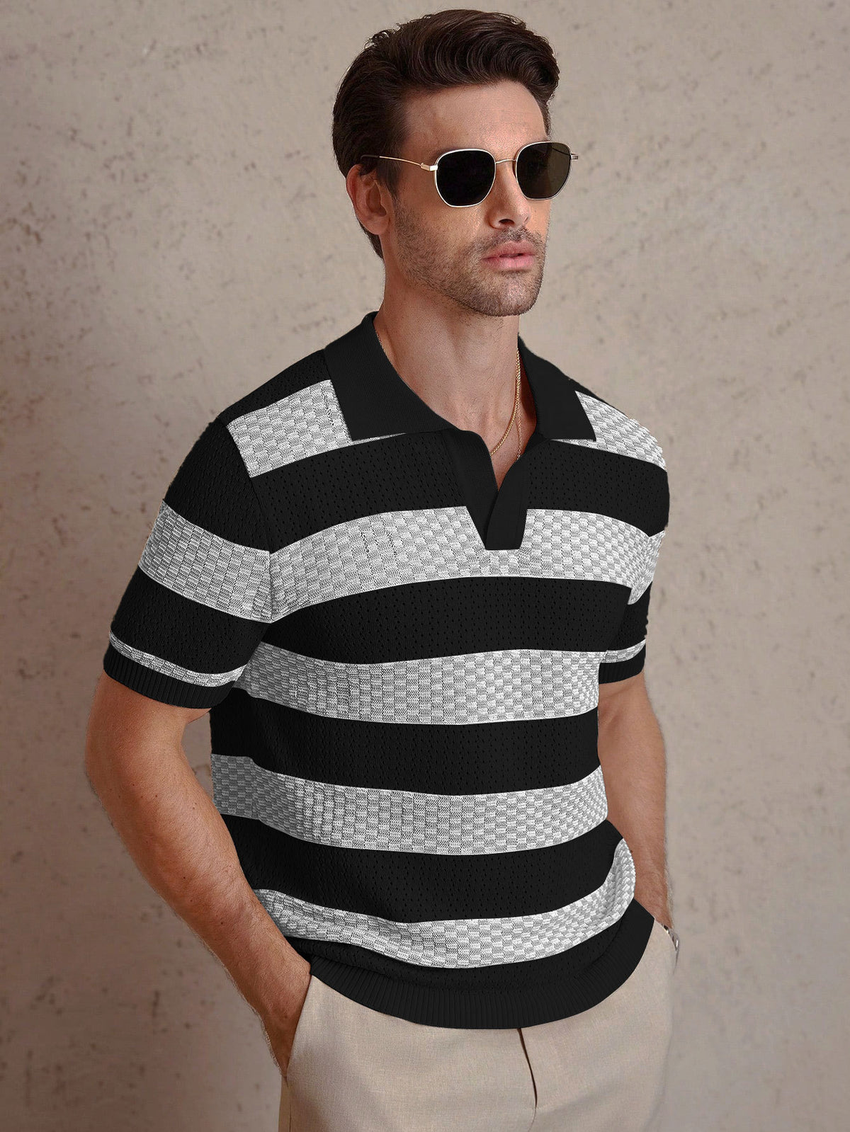 PATTERNED KNIT POLO FOR MEN