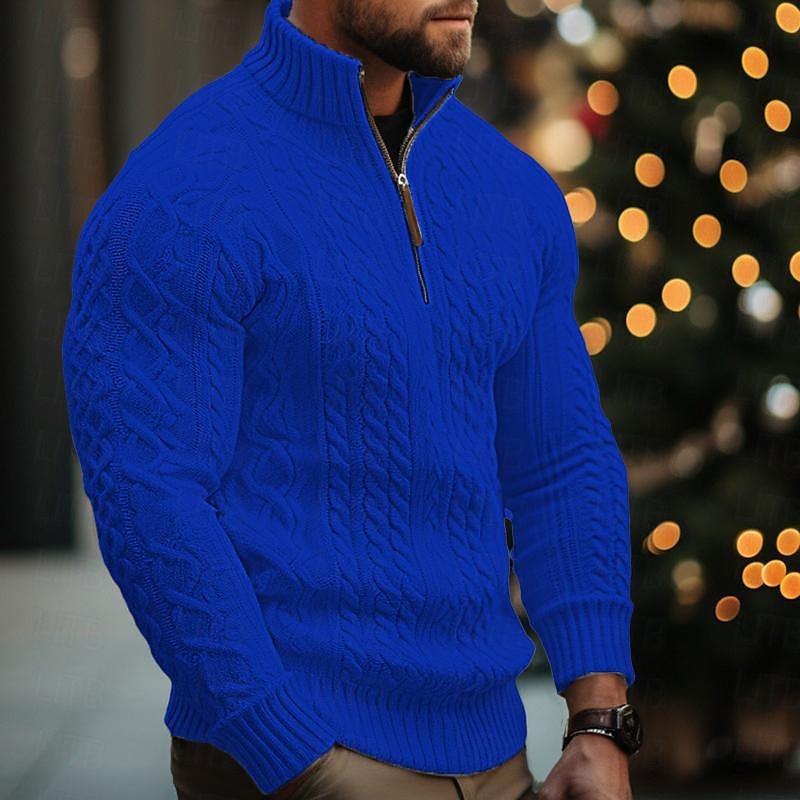 CABLE KNIT HALF ZIP SWEATER FOR MEN