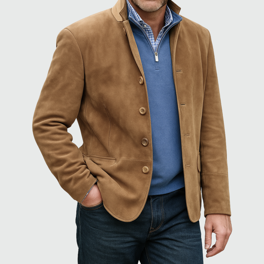 SUEDE STYLE BUTTON JACKET FOR MEN