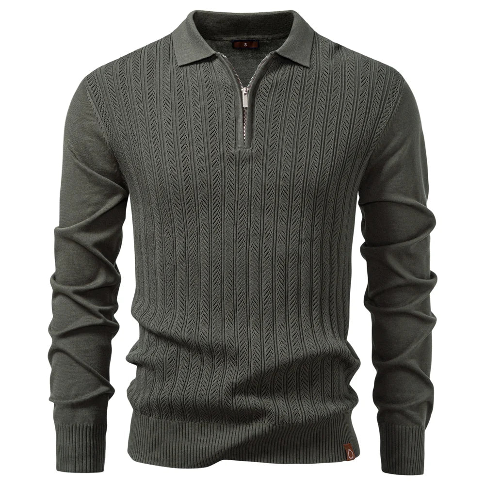 WENTWORTH LONDON | TEXTURED ZIPPER POLO FOR MEN