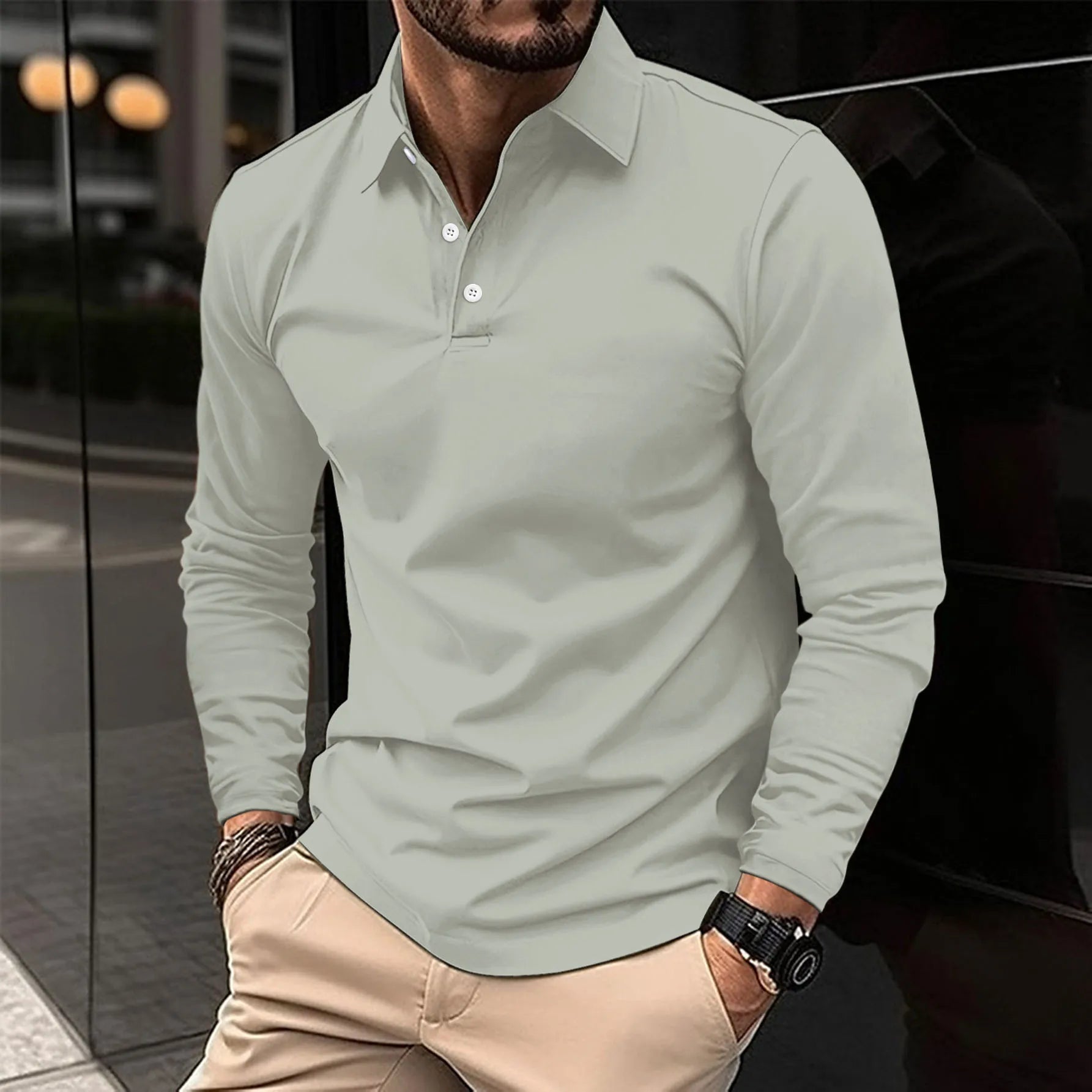 LONG SLEEVE POLO SHIRT FOR MEN