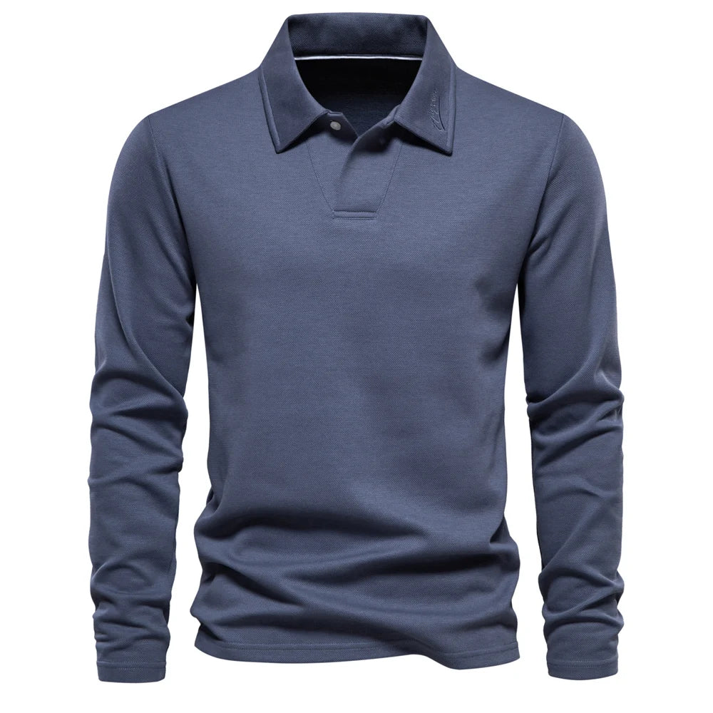 LONG SLEEVE COTTON POLO FOR MEN
