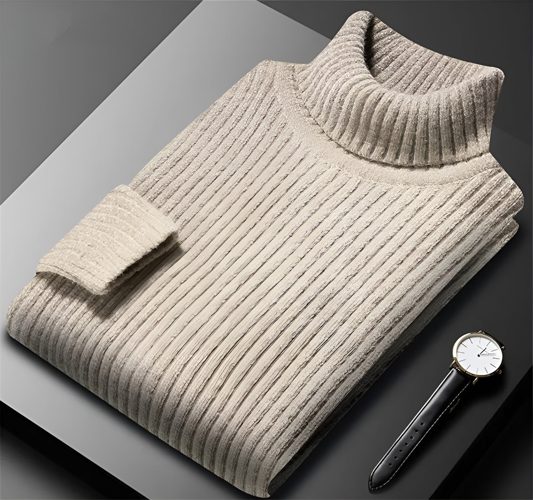 TEXTURED TURTLENECK SWEATER FOR MEN