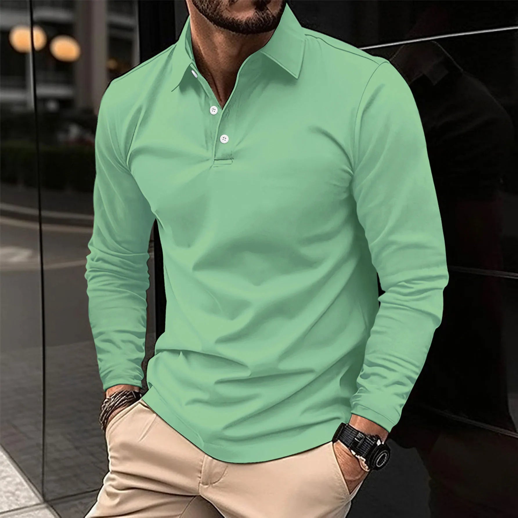 LONG SLEEVE POLO SHIRT FOR MEN
