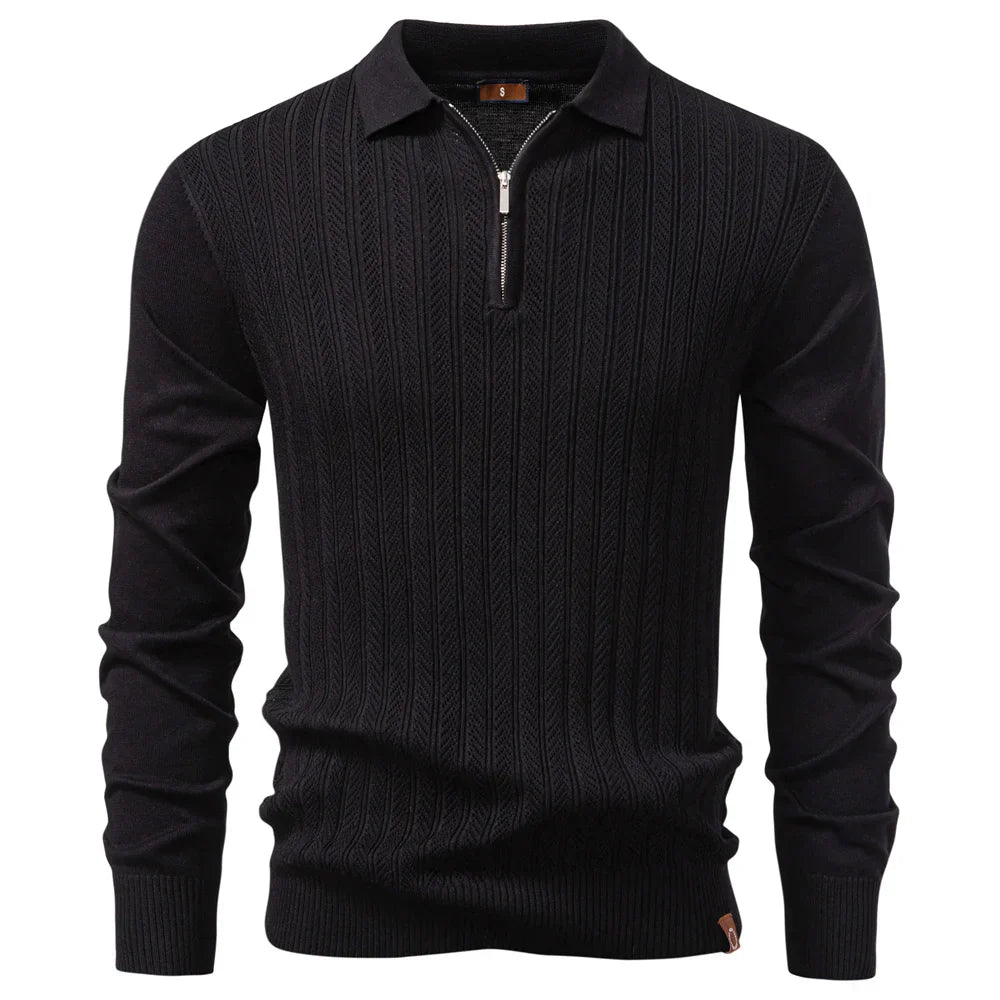 WENTWORTH LONDON | TEXTURED ZIPPER POLO FOR MEN