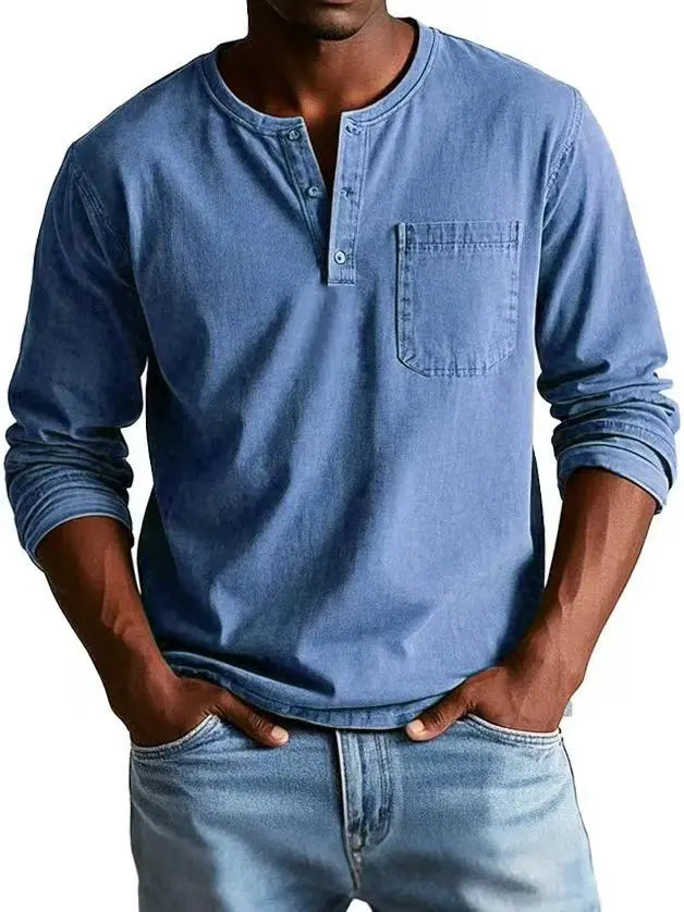 VINTAGE HENLEY SHIRT FOR MEN
