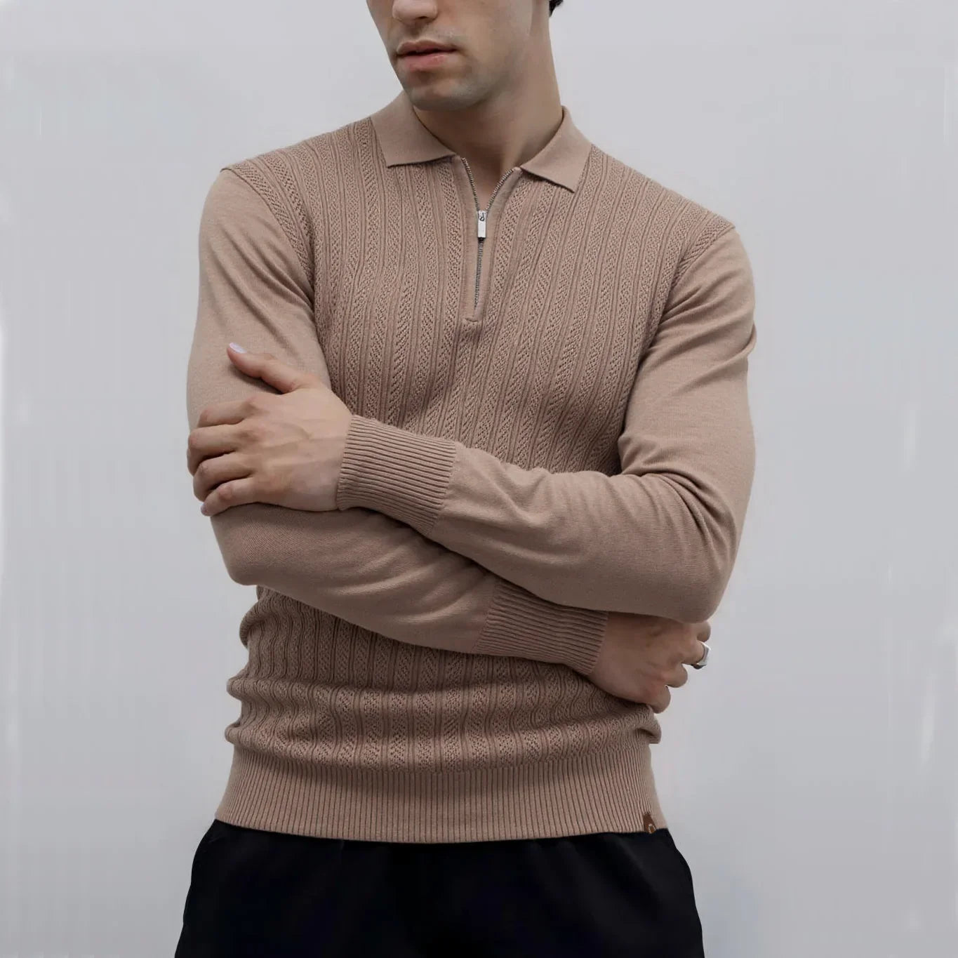 WENTWORTH LONDON | TEXTURED ZIPPER POLO FOR MEN