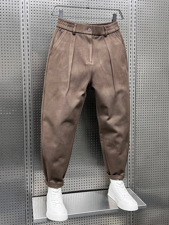 BRUSHED WOOL TWILL TROUSERS FOR MEN