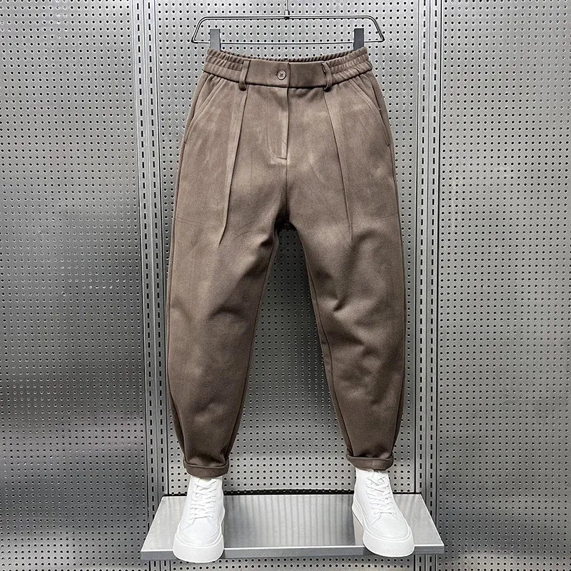 BRUSHED WOOL TWILL TROUSERS FOR MEN