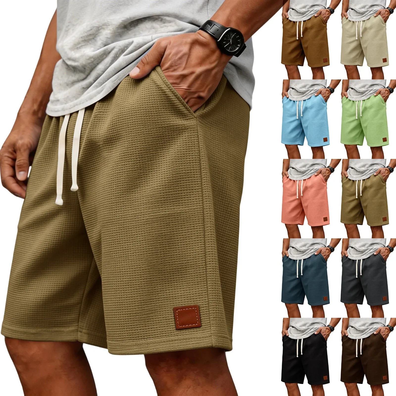 WAFFLE TEXTURE SHORTS FOR MEN