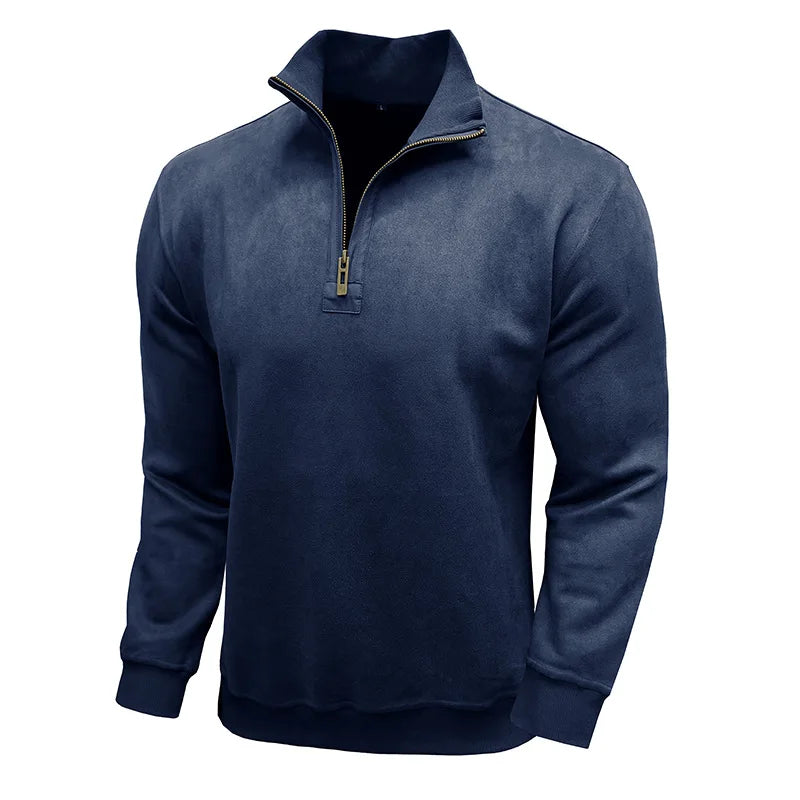 RAISED COLLAR ZIP SWEATER FOR MEN