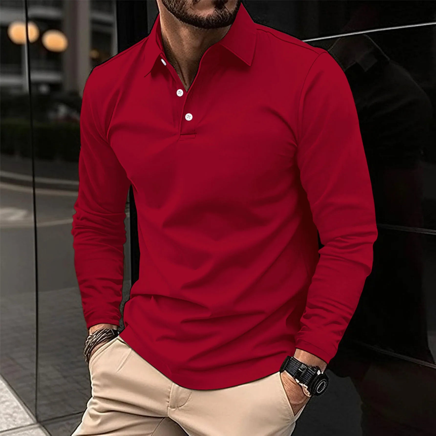 LONG SLEEVE POLO SHIRT FOR MEN