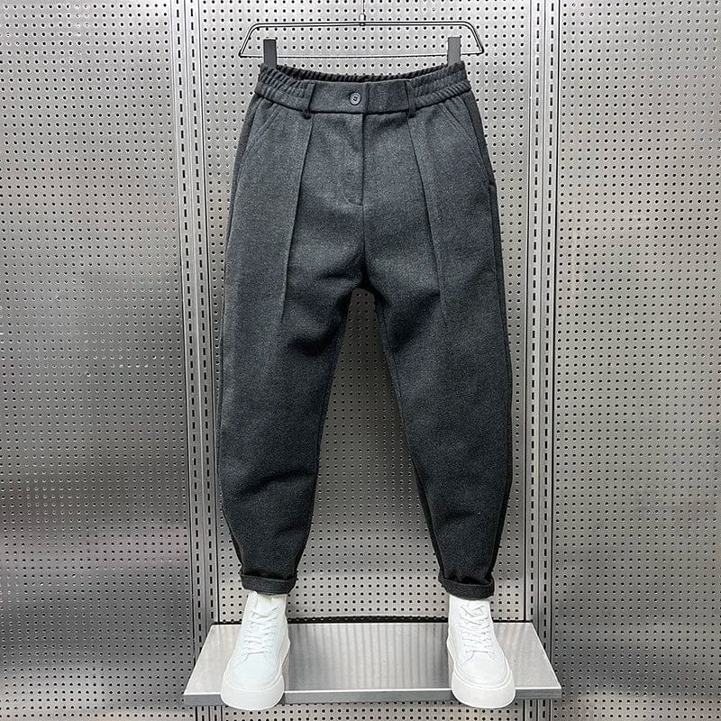 BRUSHED WOOL TWILL TROUSERS FOR MEN