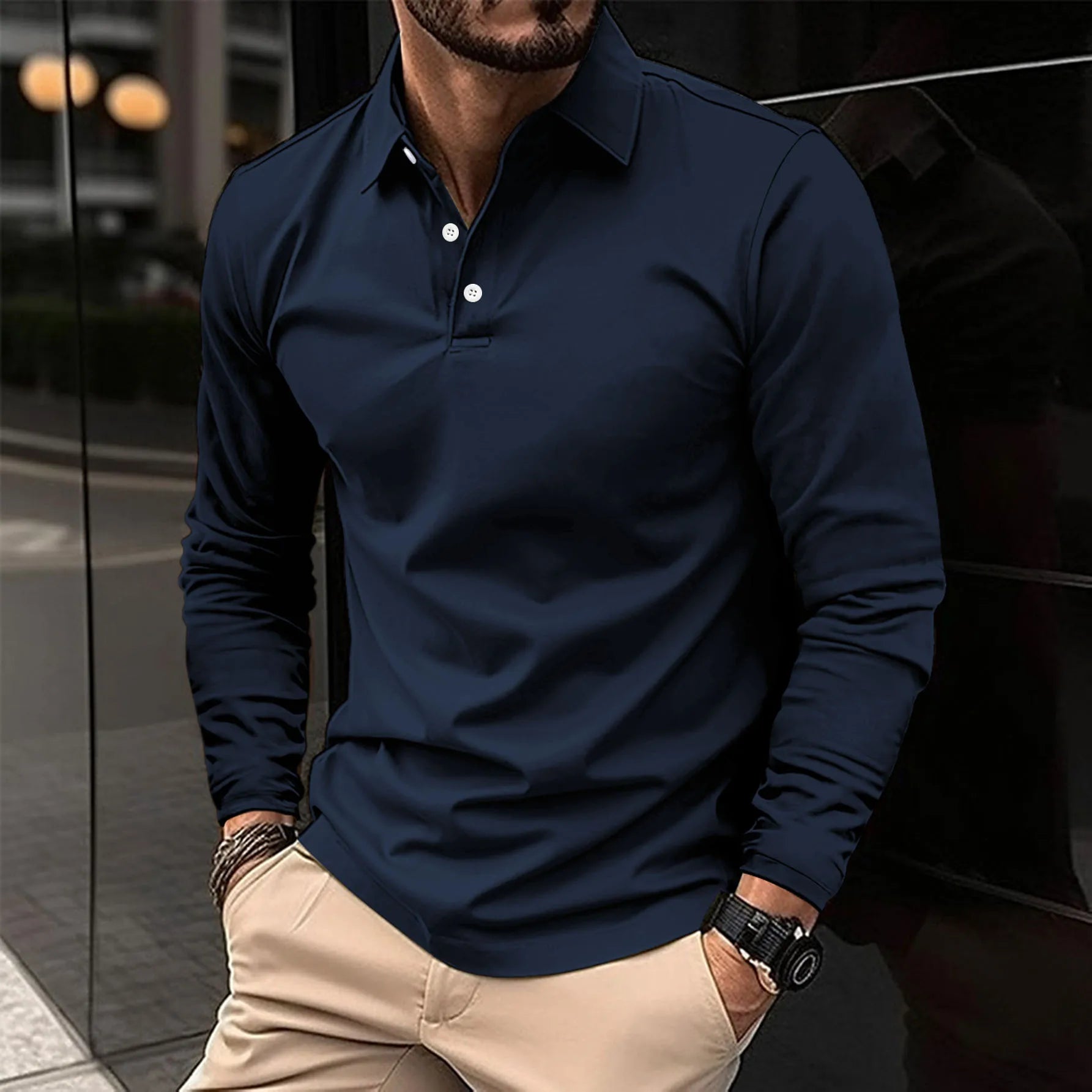 LONG SLEEVE POLO SHIRT FOR MEN