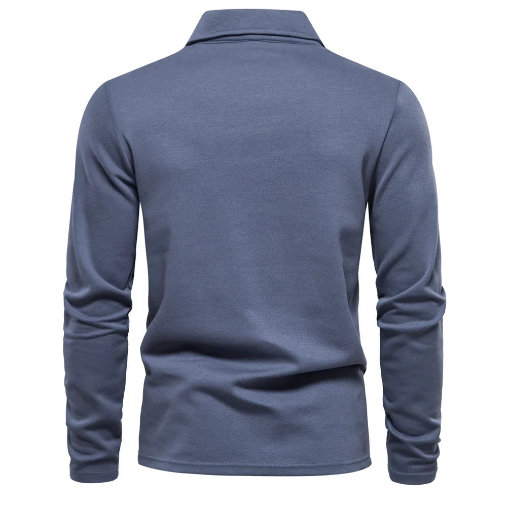LONG SLEEVE COTTON POLO FOR MEN