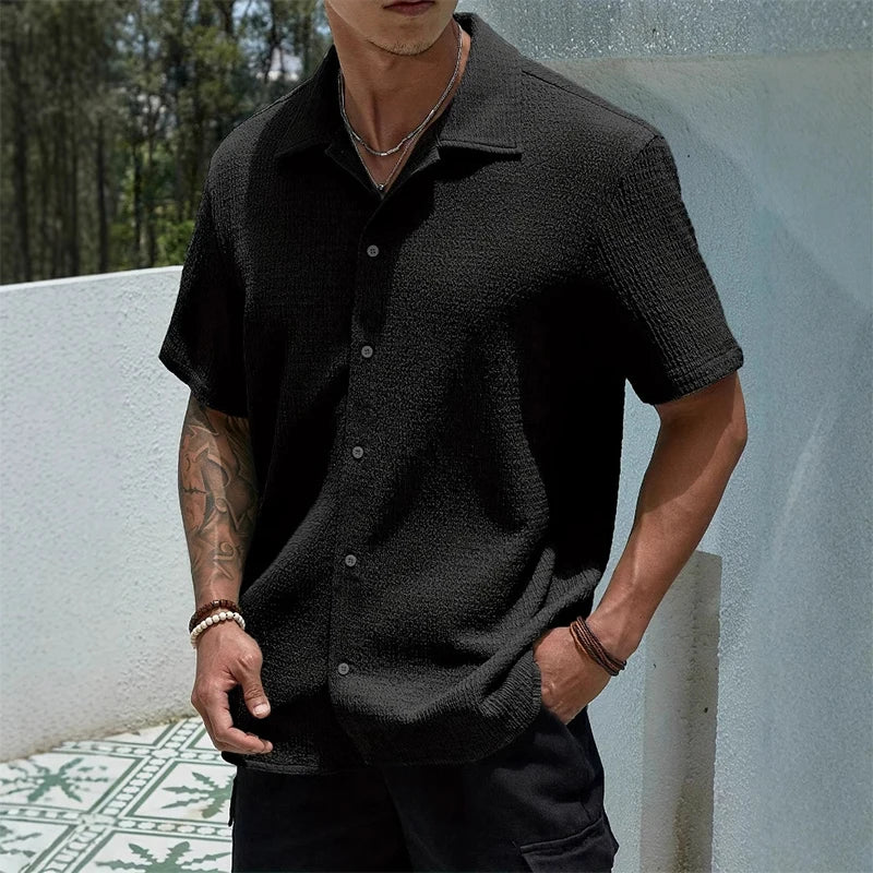 TEXTURED CUBAN SHIRT FOR MEN