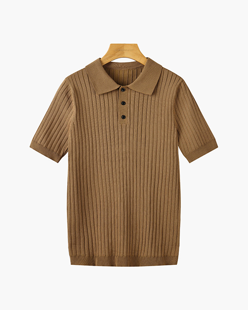 TEXTURED COTTON POLO FOR MEN
