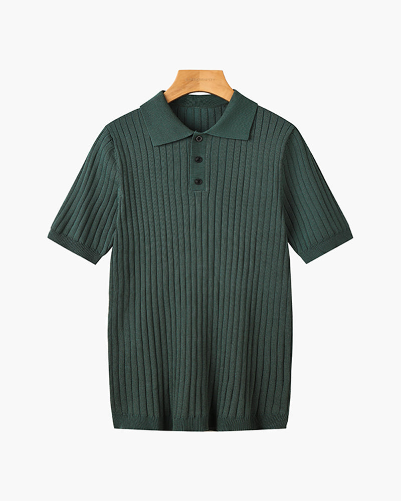 TEXTURED COTTON POLO FOR MEN