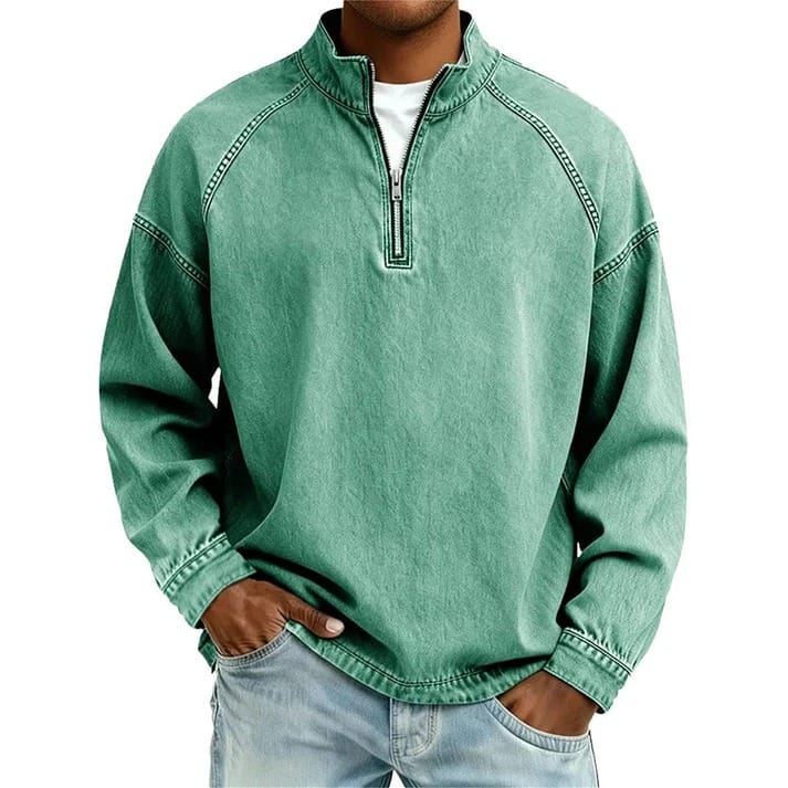 VINTAGE QUARTER ZIP SHIRT FOR MEN