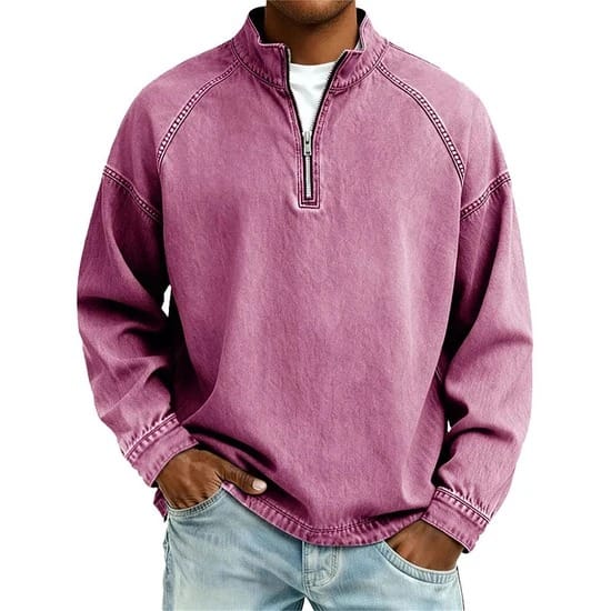 VINTAGE QUARTER ZIP SHIRT FOR MEN