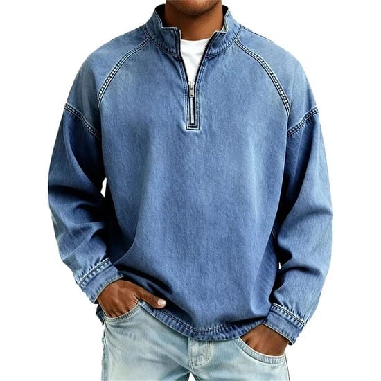 VINTAGE QUARTER ZIP SHIRT FOR MEN