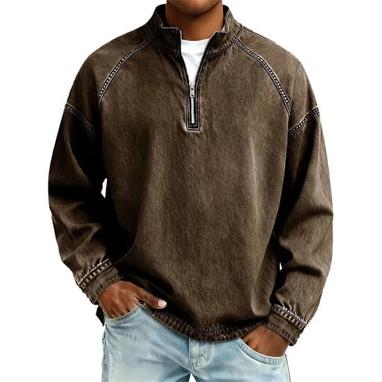 VINTAGE QUARTER ZIP SHIRT FOR MEN
