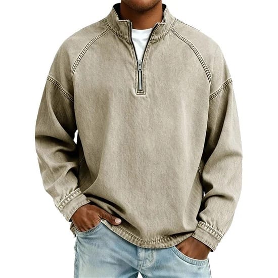 VINTAGE QUARTER ZIP SHIRT FOR MEN