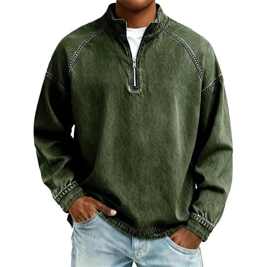 VINTAGE QUARTER ZIP SHIRT FOR MEN